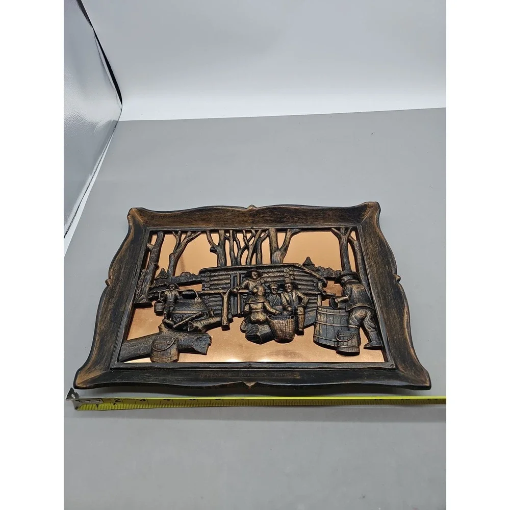 Vintage Coppercraft Guild Copper 3D Wall Art Maple Sugar Time 14x10
